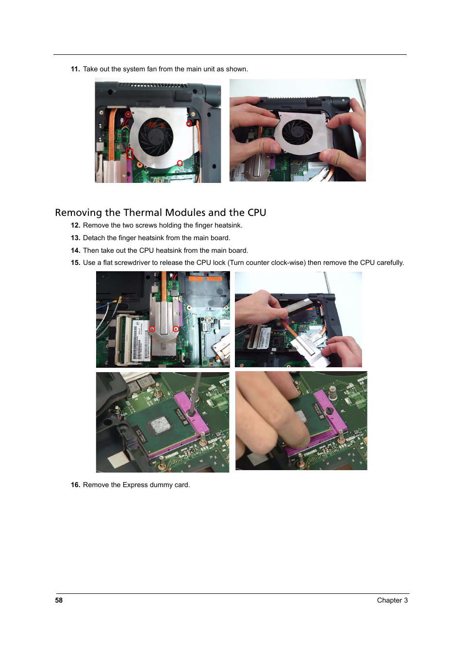 Removing the thermal modules and the cpu | Aspire Digital 8930Q User Manual | Page 64 / 124