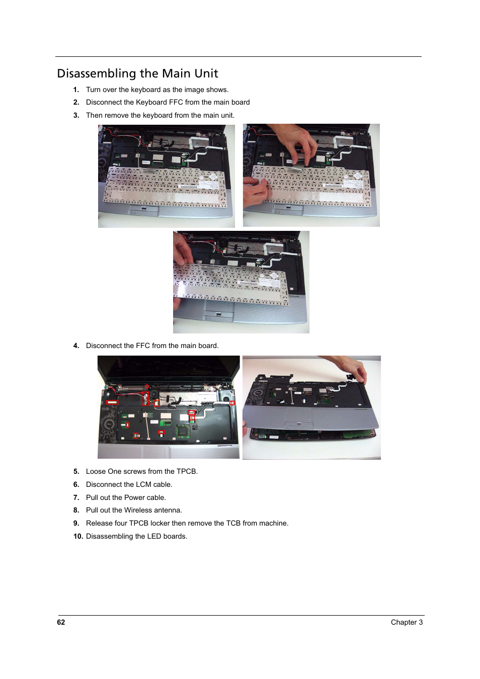 Disassembling the main unit | Aspire Digital 8930Q User Manual | Page 68 / 124