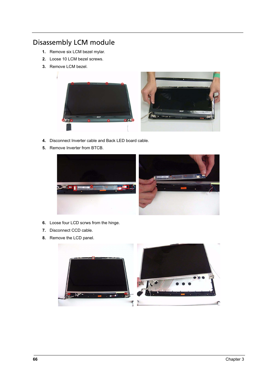 Disassembly lcm module | Aspire Digital 8930Q User Manual | Page 72 / 124