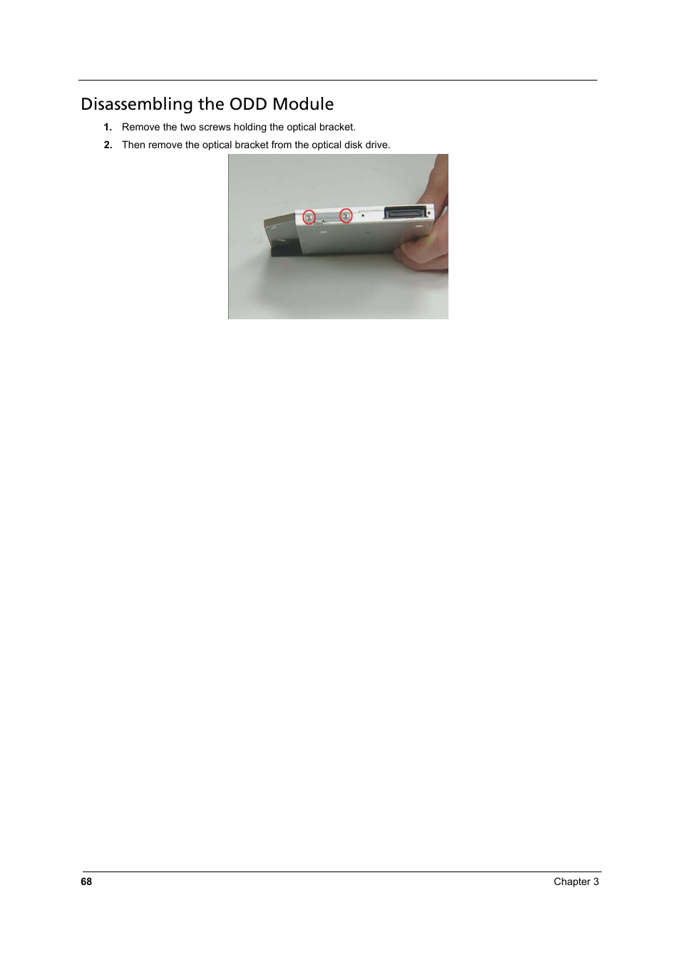 Disassembling the odd module | Aspire Digital 8930Q User Manual | Page 74 / 124