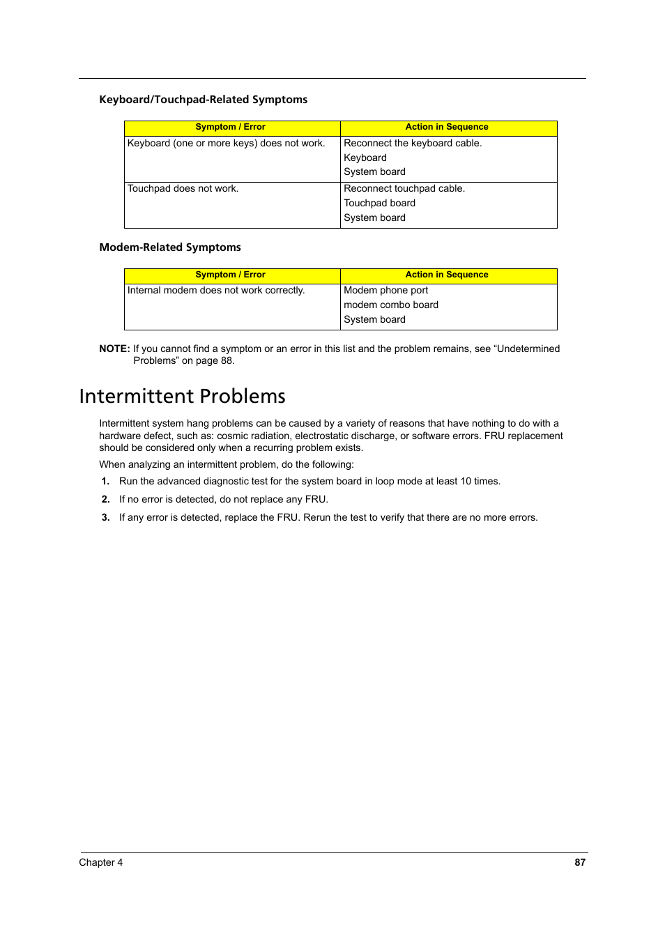 Intermittent problems | Aspire Digital 8930Q User Manual | Page 93 / 124