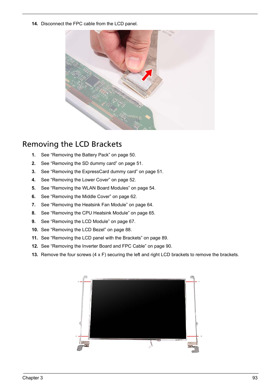 Removing the lcd brackets | Aspire Digital 5335 User Manual | Page 103 / 154