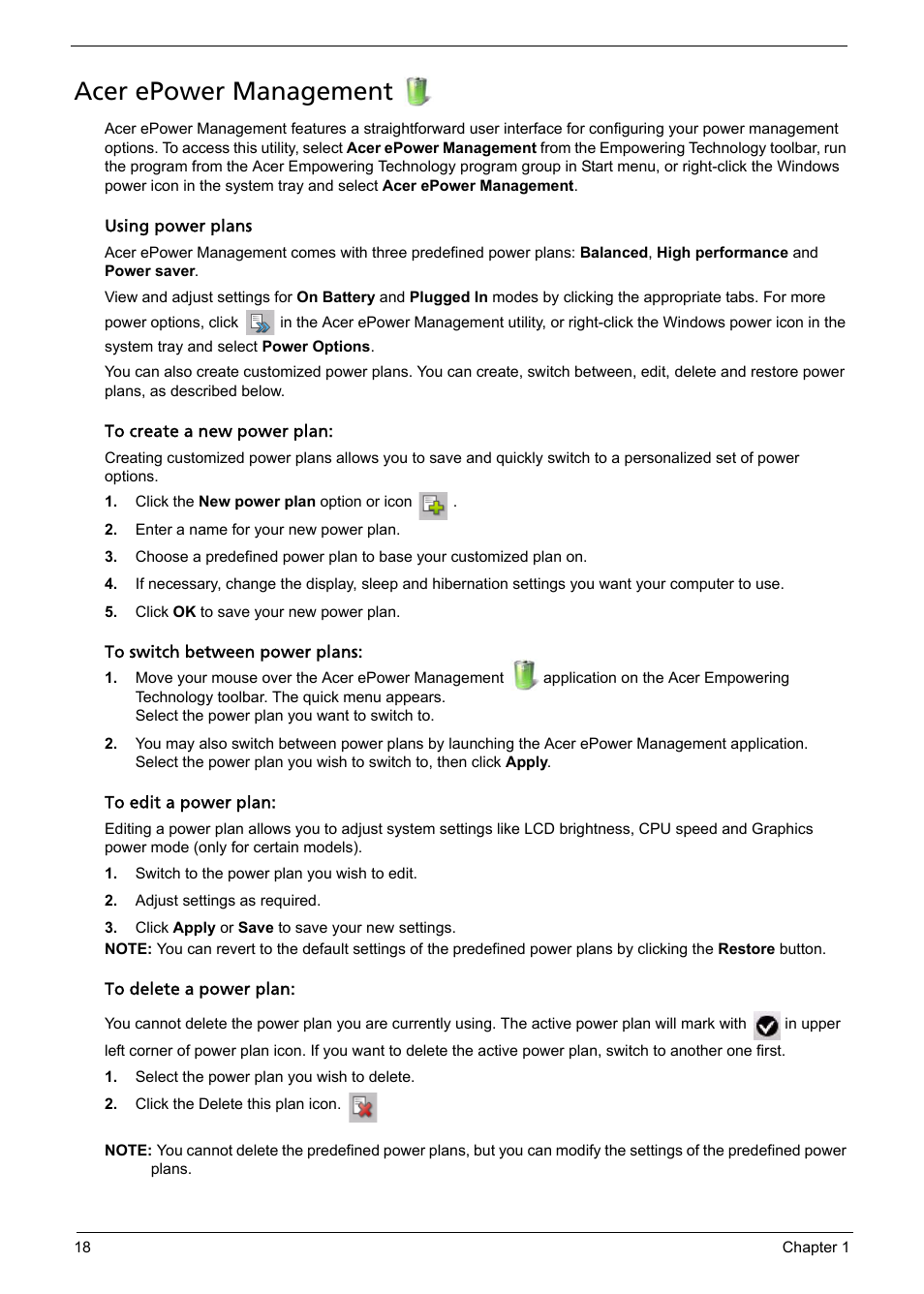 Acer epower management | Aspire Digital 5335 User Manual | Page 28 / 154