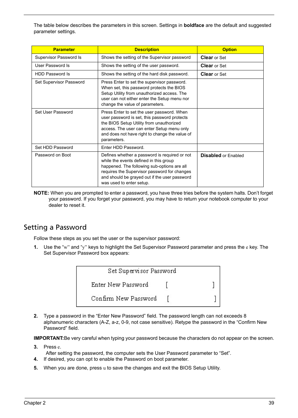 Setting a password | Aspire Digital 5335 User Manual | Page 49 / 154