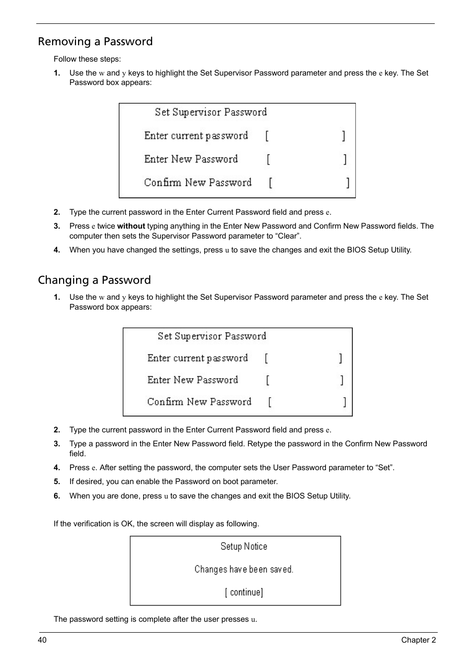 Removing a password, Changing a password | Aspire Digital 5335 User Manual | Page 50 / 154