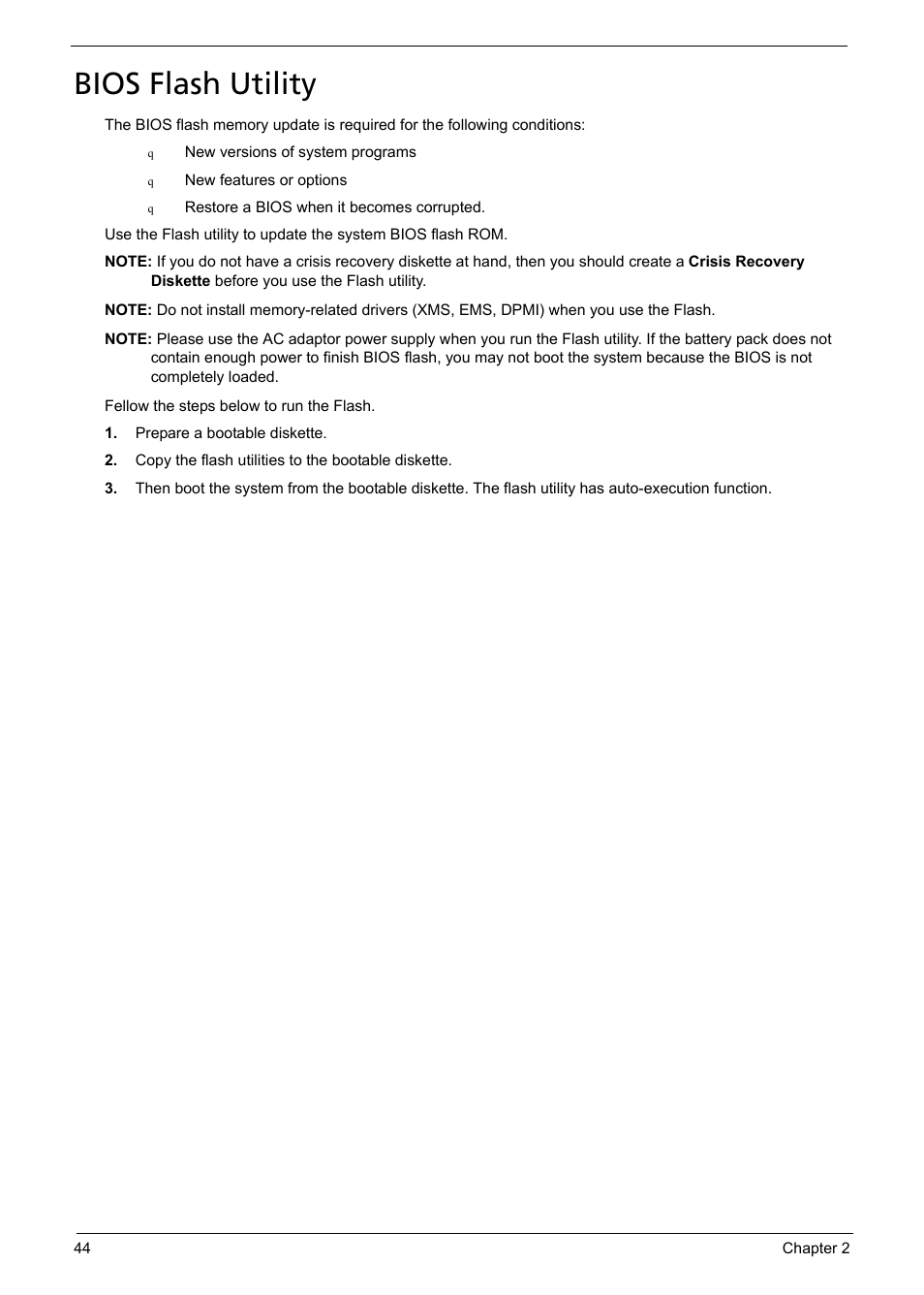 Bios flash utility | Aspire Digital 5335 User Manual | Page 54 / 154