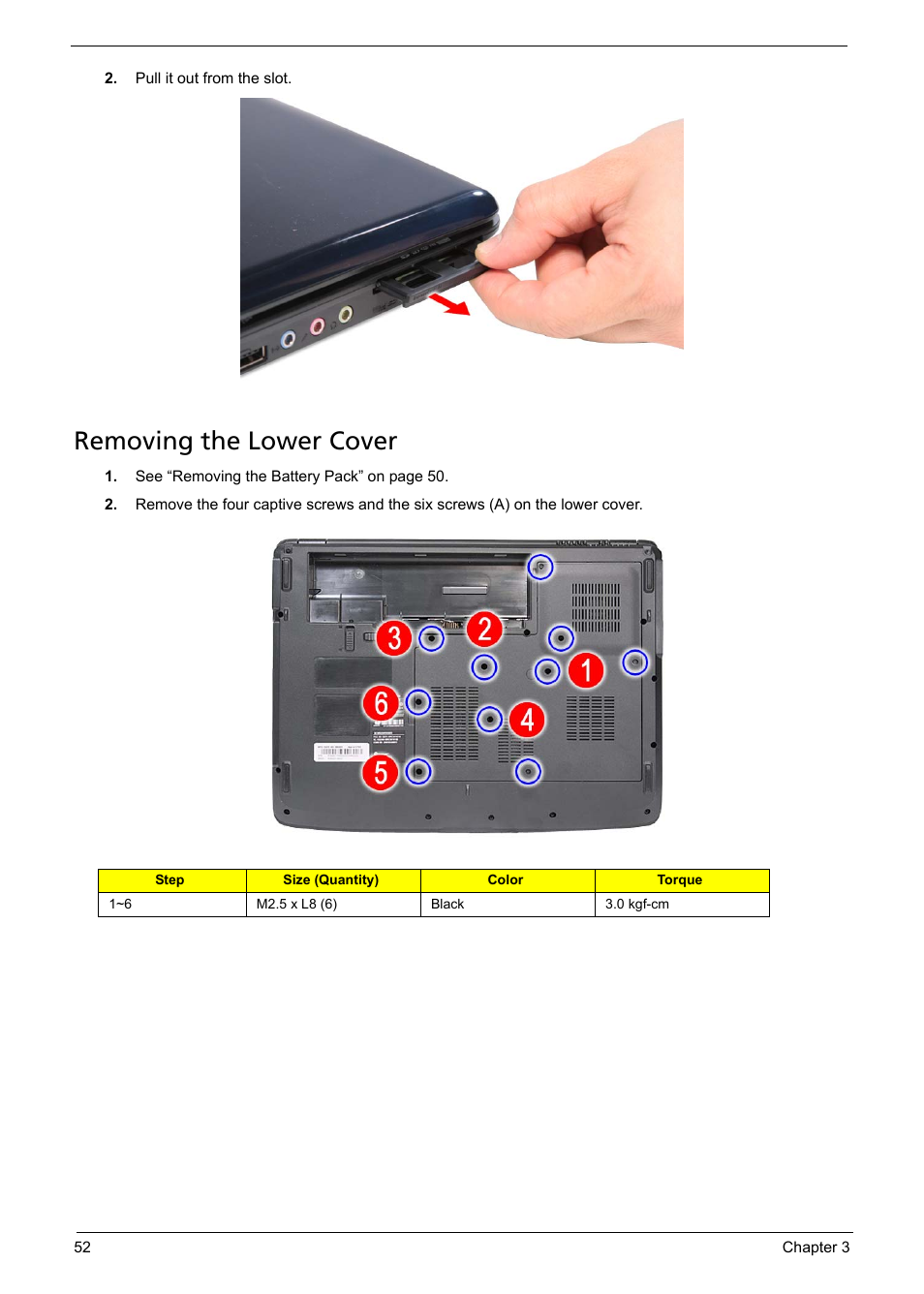 Removing the lower cover | Aspire Digital 5335 User Manual | Page 62 / 154