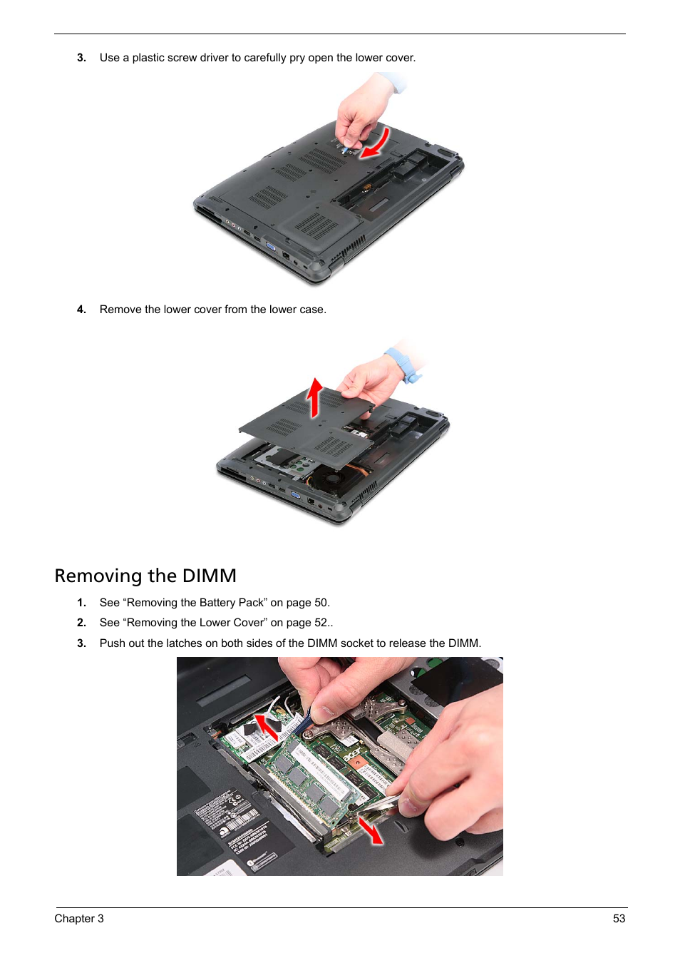 Removing the dimm | Aspire Digital 5335 User Manual | Page 63 / 154