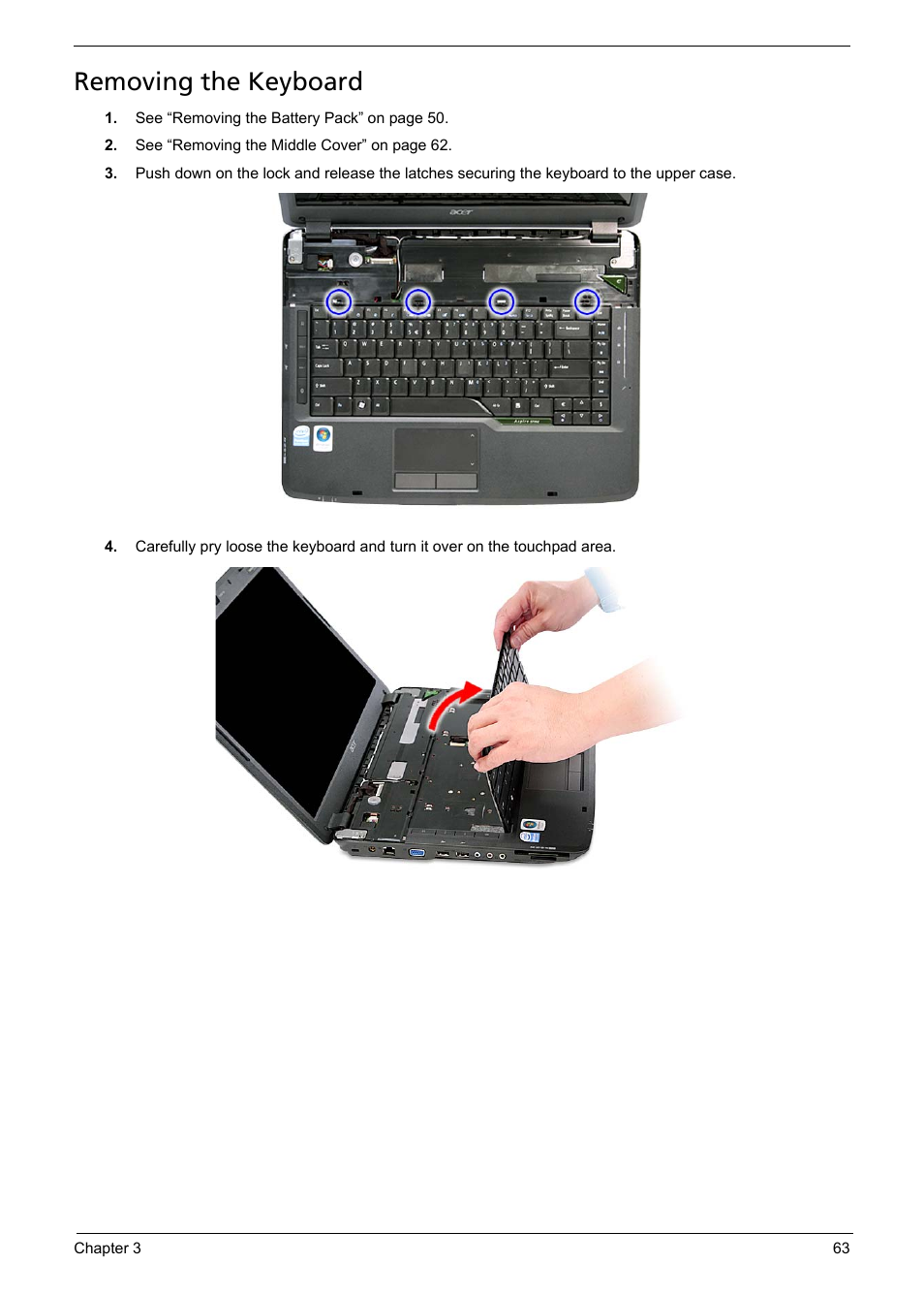 Removing the keyboard | Aspire Digital 5335 User Manual | Page 73 / 154