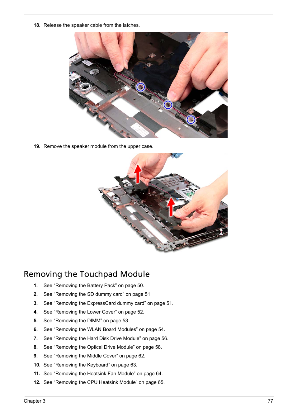 Removing the touchpad module | Aspire Digital 5335 User Manual | Page 87 / 154