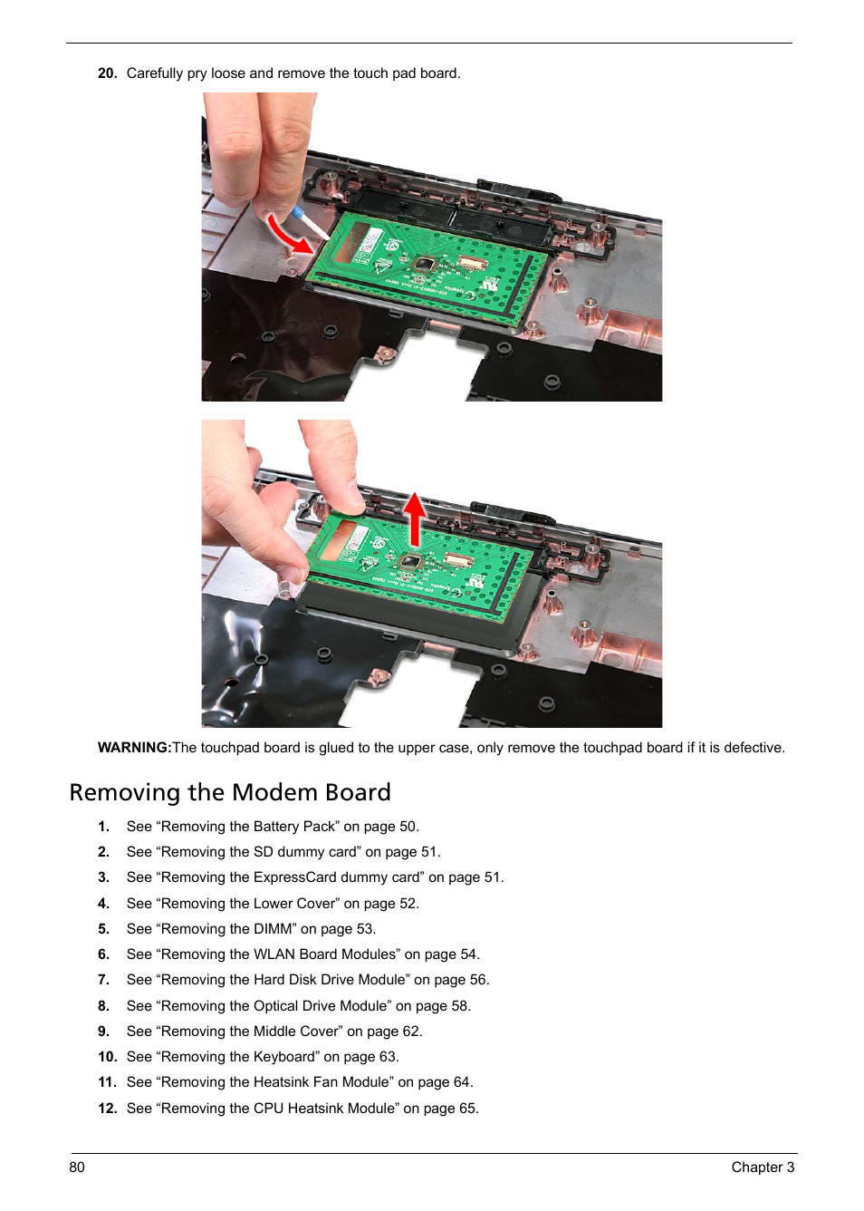Removing the modem board | Aspire Digital 5335 User Manual | Page 90 / 154