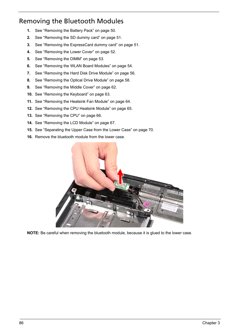 Removing the bluetooth modules | Aspire Digital 5335 User Manual | Page 96 / 154