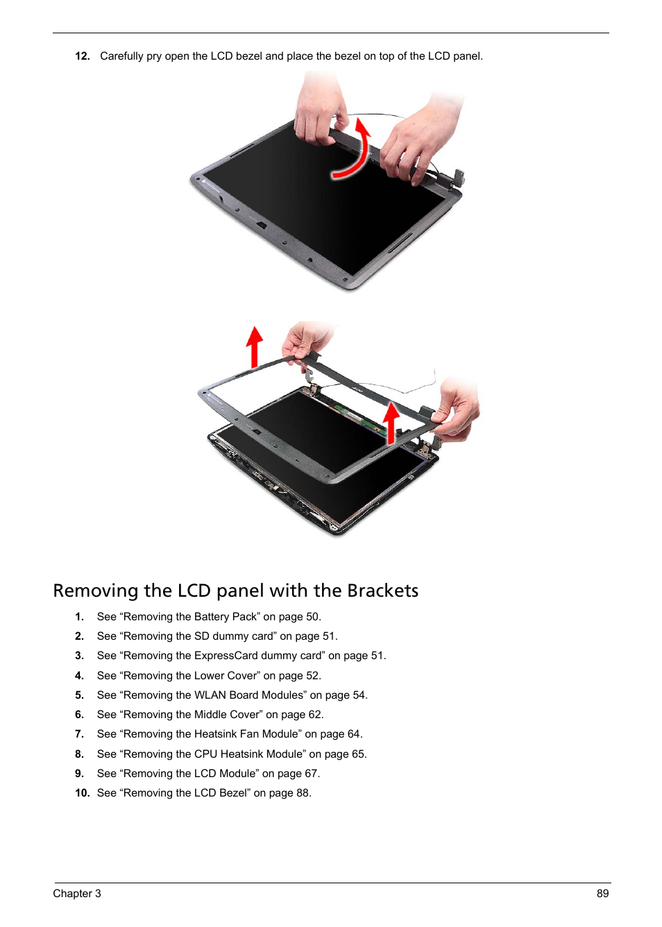 Removing the lcd panel with the brackets | Aspire Digital 5335 User Manual | Page 99 / 154