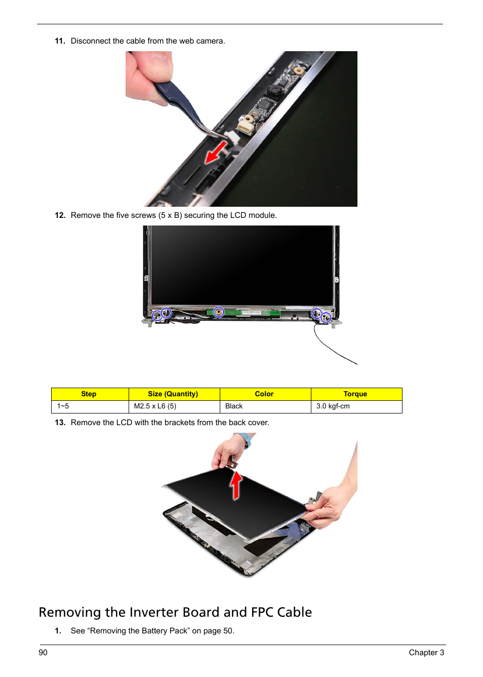 Removing the inverter board and fpc cable | Aspire Digital 5235 User Manual | Page 102 / 156
