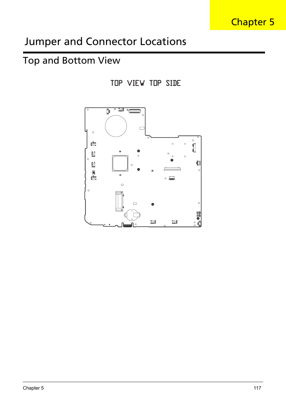 Jumper and connector locations, Top and bottom view, Chapter 5 | Aspire Digital 5235 User Manual | Page 129 / 156