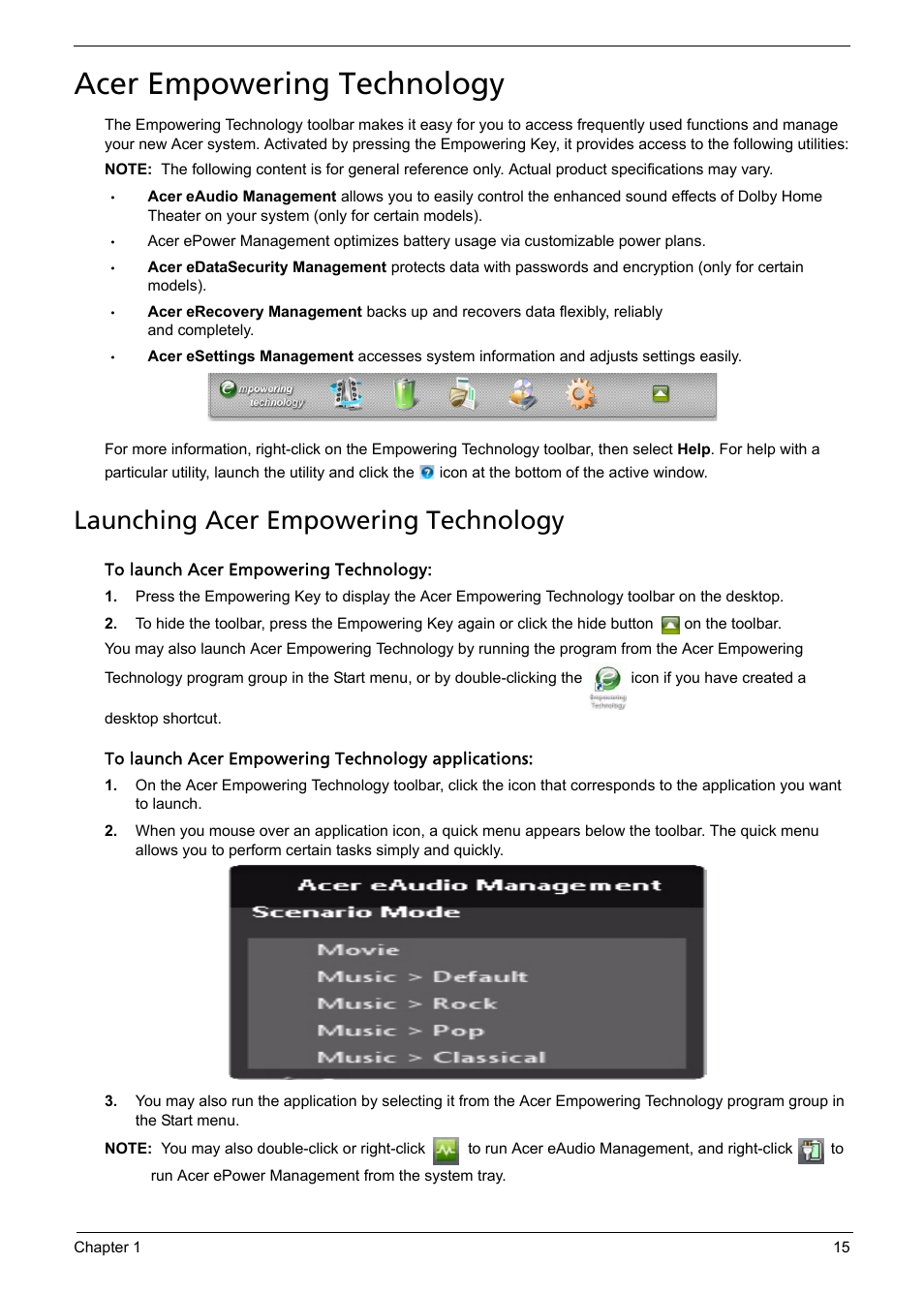 Acer empowering technology, Launching acer empowering technology | Aspire Digital 5235 User Manual | Page 25 / 156