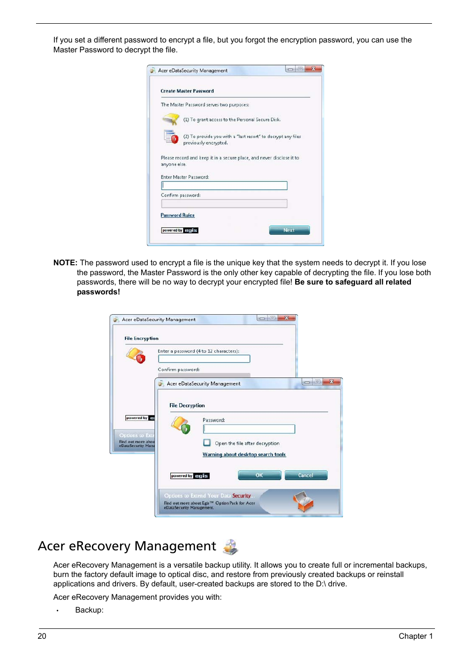Acer erecovery management | Aspire Digital 5235 User Manual | Page 30 / 156