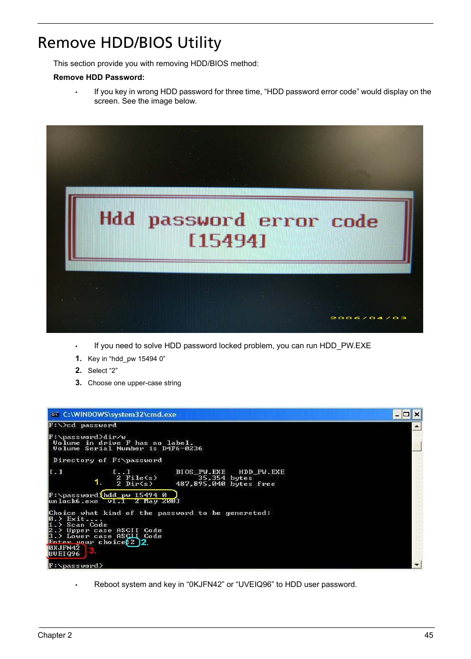Remove hdd/bios utility | Aspire Digital 5235 User Manual | Page 57 / 156