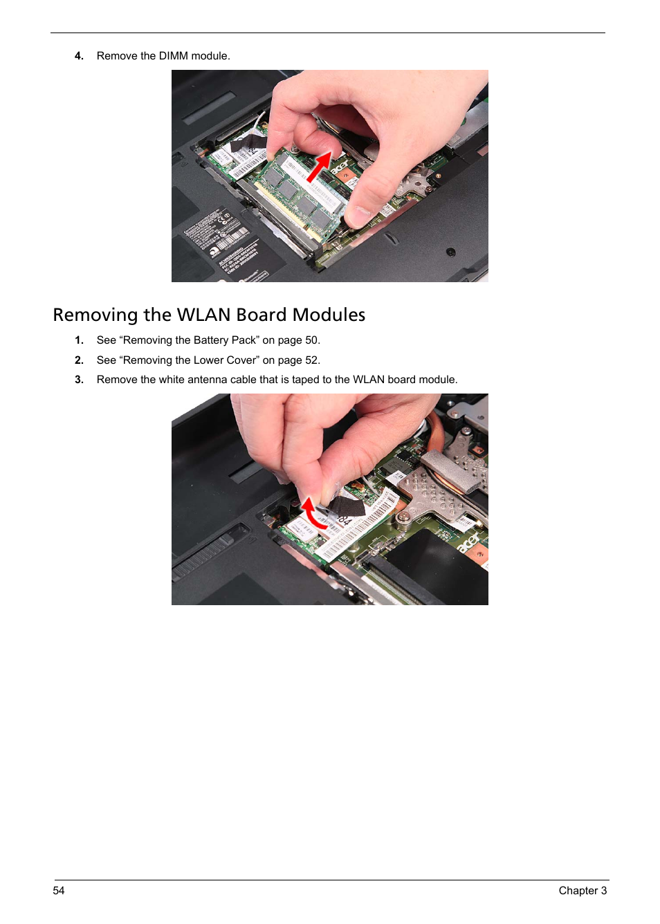 Removing the wlan board modules | Aspire Digital 5235 User Manual | Page 66 / 156