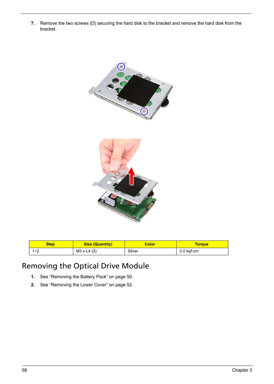 Removing the optical drive module | Aspire Digital 5235 User Manual | Page 70 / 156