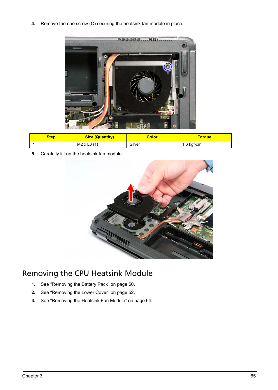Removing the cpu heatsink module | Aspire Digital 5235 User Manual | Page 77 / 156