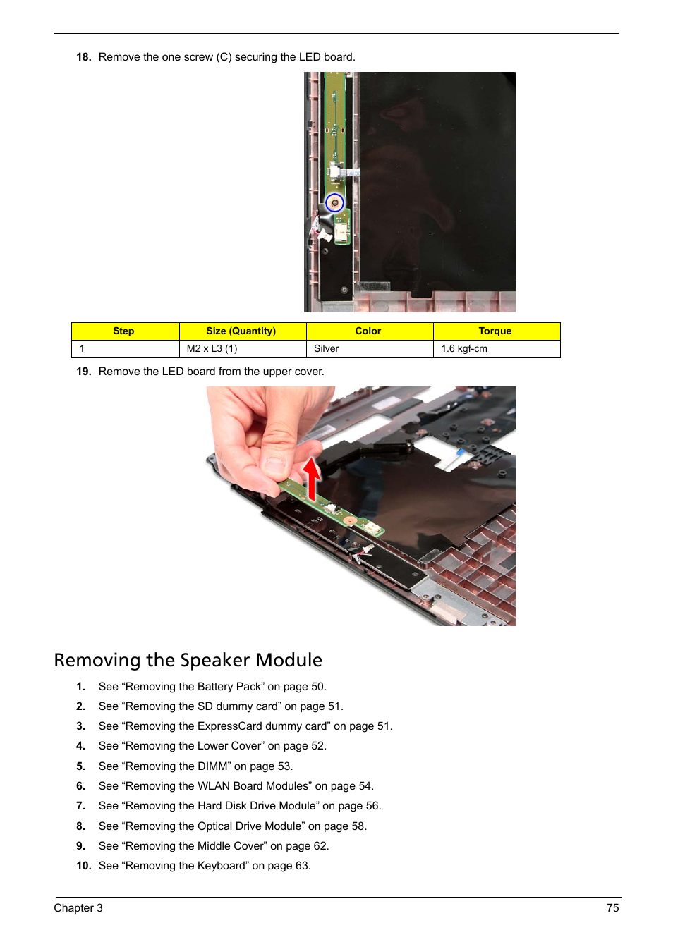 Removing the speaker module | Aspire Digital 5235 User Manual | Page 87 / 156