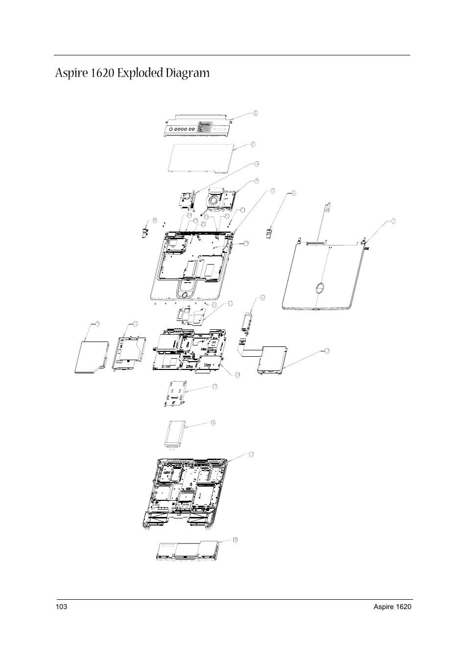 Aspire 1620 exploded diagram | Aspire Digital 1620 User Manual | Page 112 / 134