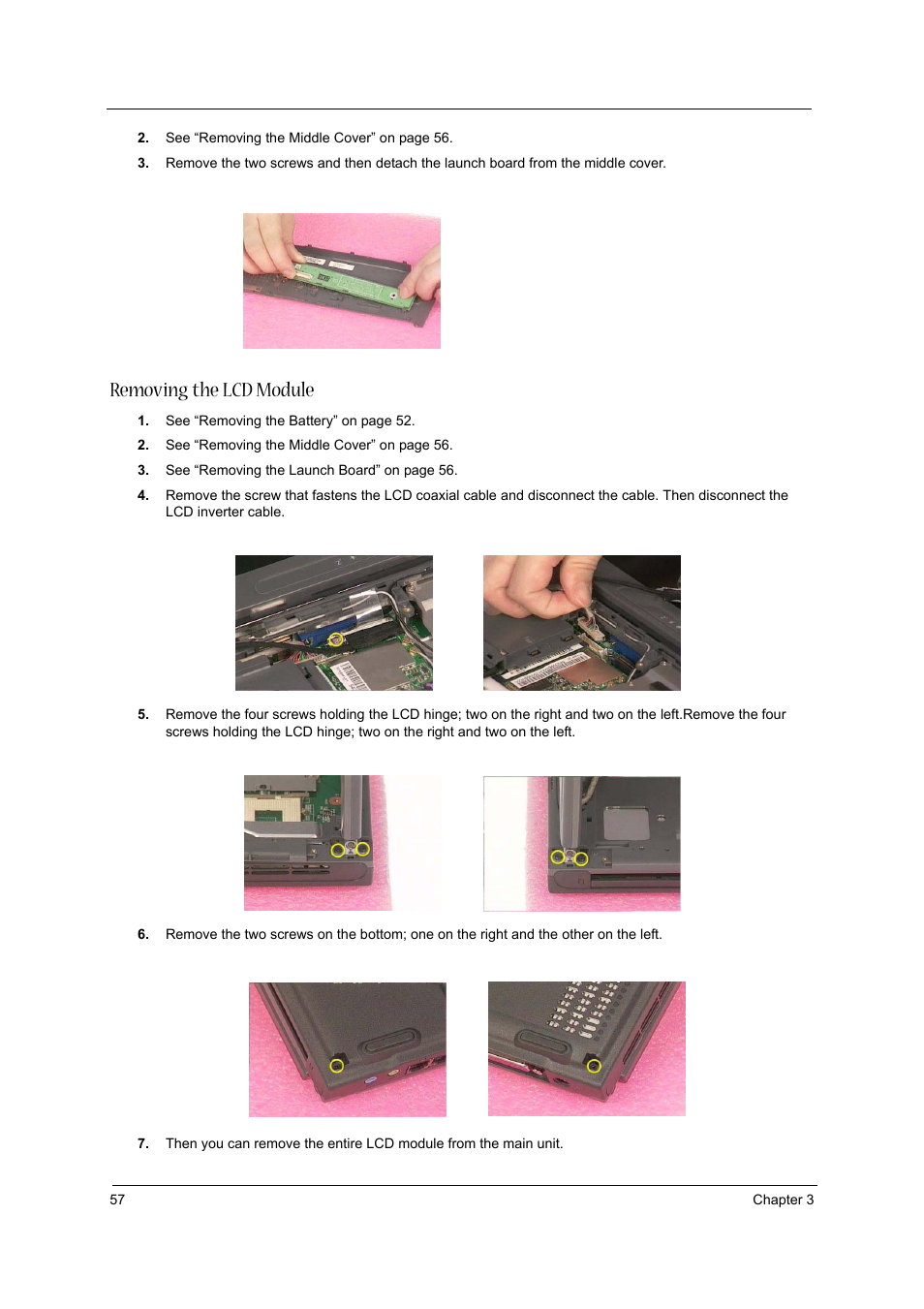 Removing the lcd module | Aspire Digital 1620 User Manual | Page 66 / 134