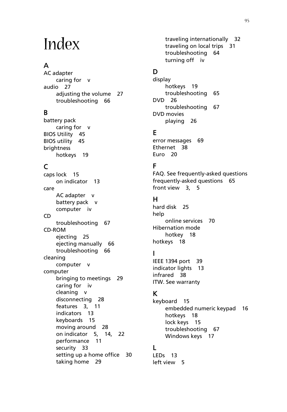 Index | Aspire Digital ASPIRE 1410 User Manual | Page 103 / 105