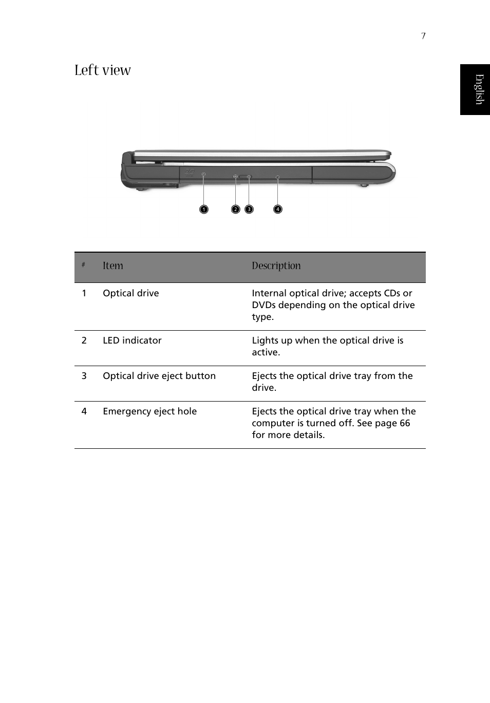 Left view | Aspire Digital ASPIRE 1410 User Manual | Page 15 / 105