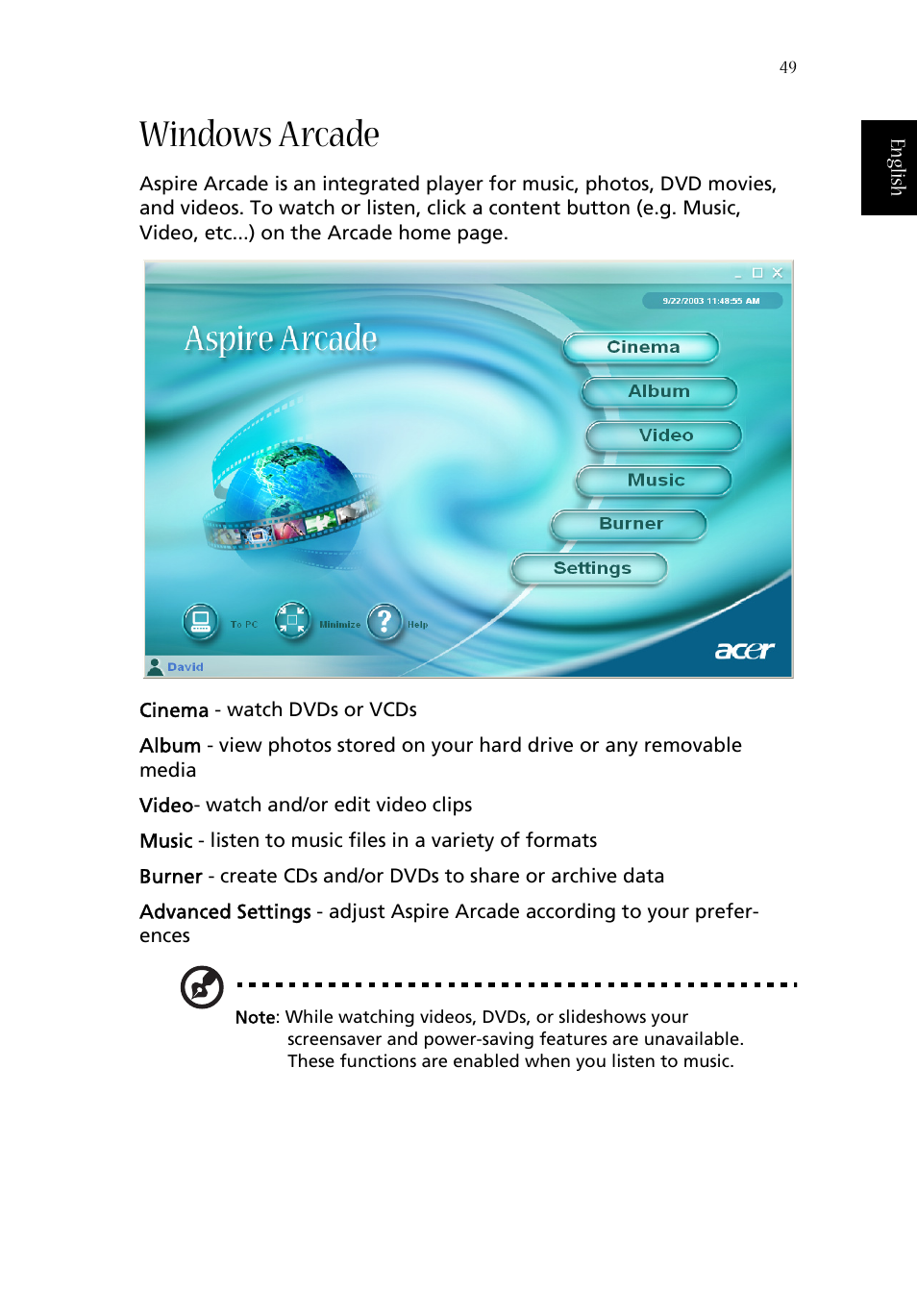 Windows arcade | Aspire Digital ASPIRE 1410 User Manual | Page 57 / 105