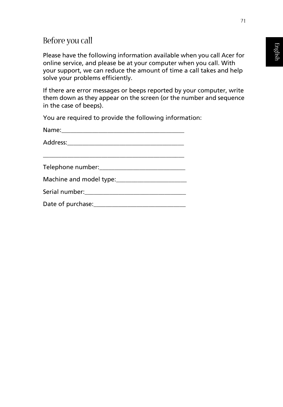 Before you call | Aspire Digital ASPIRE 1410 User Manual | Page 79 / 105