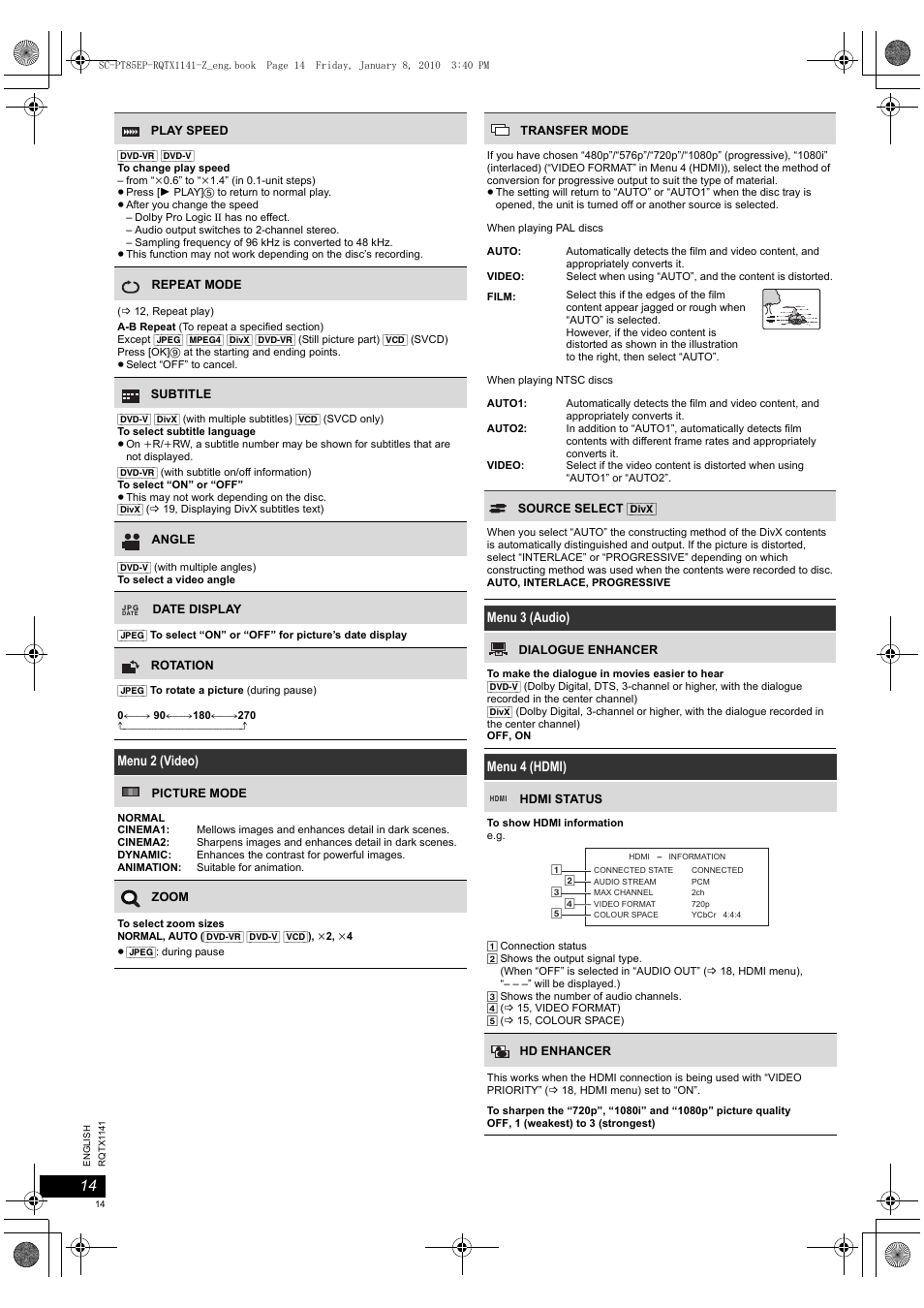 Panasonic SCPT85 User Manual | Page 14 / 94