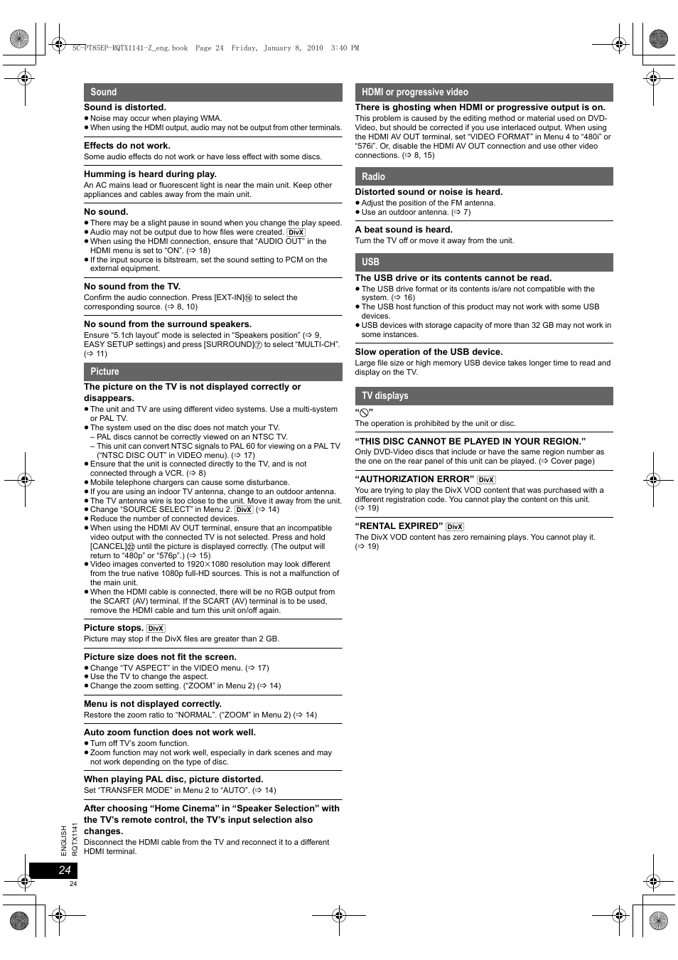 Panasonic SCPT85 User Manual | Page 24 / 94