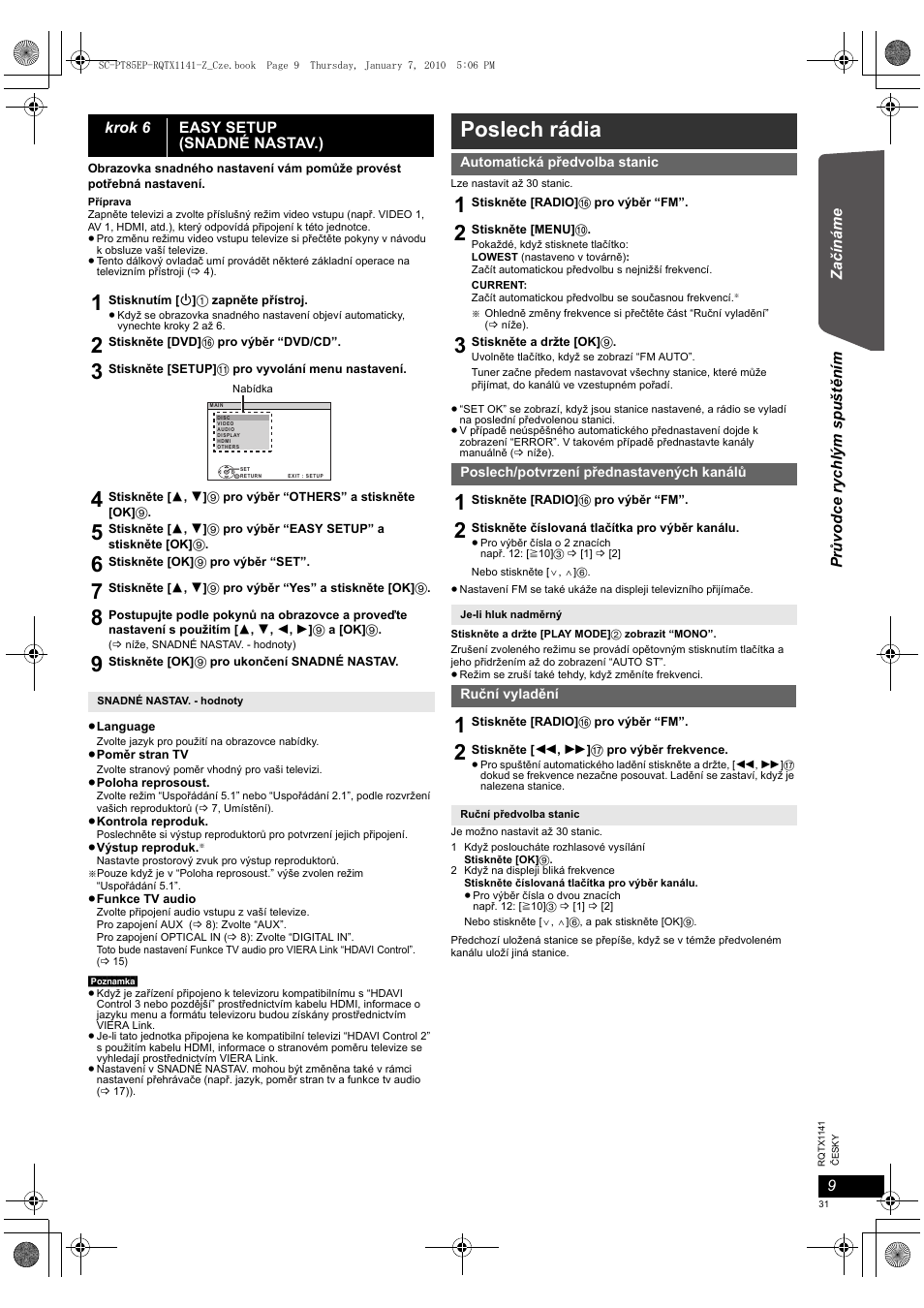 Poslech rádia | Panasonic SCPT85 User Manual | Page 31 / 94