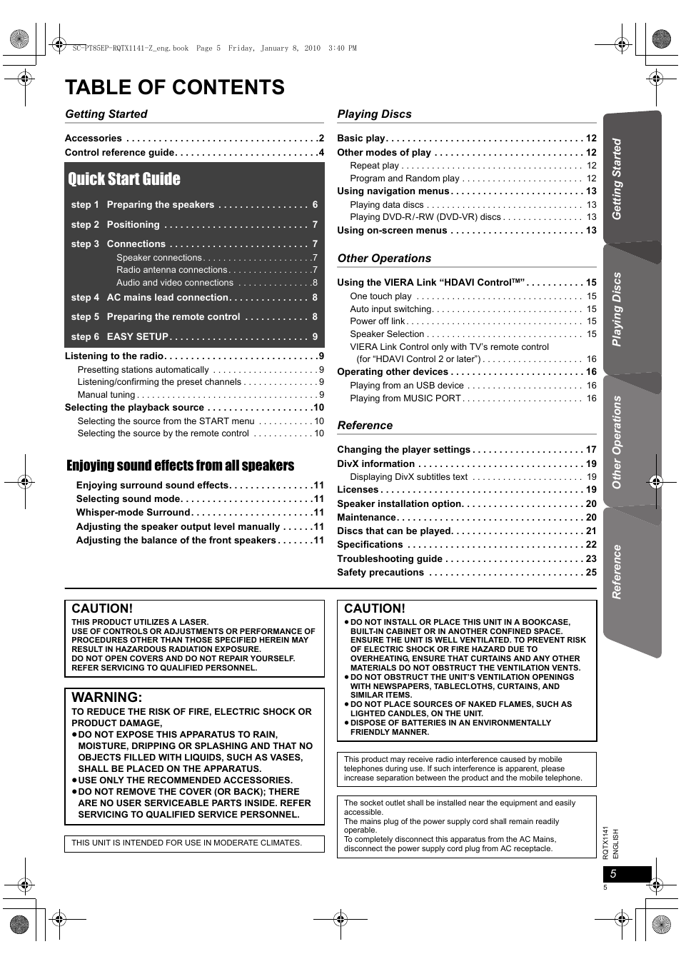 Panasonic SCPT85 User Manual | Page 5 / 94