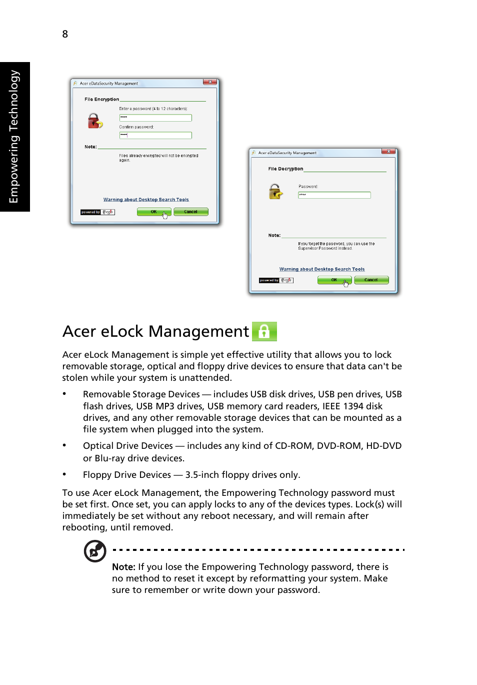 Acer elock management | Aspire Digital 4715Z User Manual | Page 28 / 106