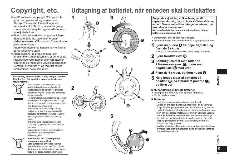 Panasonic RPBTD10E User Manual | Page 65 / 122