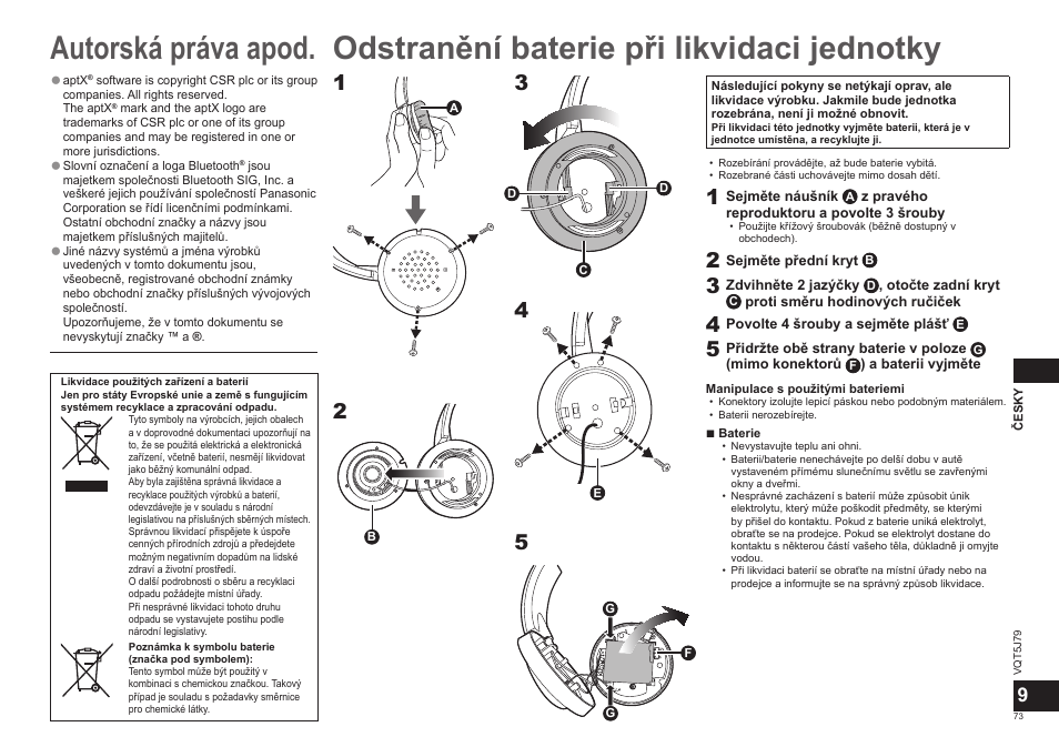Panasonic RPBTD10E User Manual | Page 73 / 122