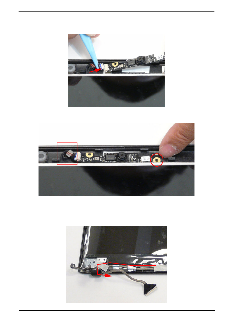 Replacing the camera board, Replacing the lcd bezel, Replacing the camera board replacing the lcd bezel | Aspire Digital 5534 User Manual | Page 119 / 224