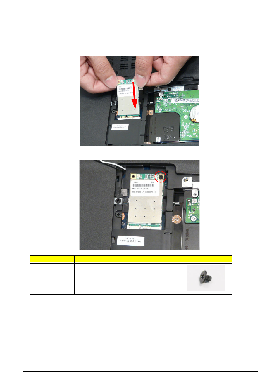 External module reassembly process, Replacing the wlan board | Aspire Digital 5534 User Manual | Page 148 / 224