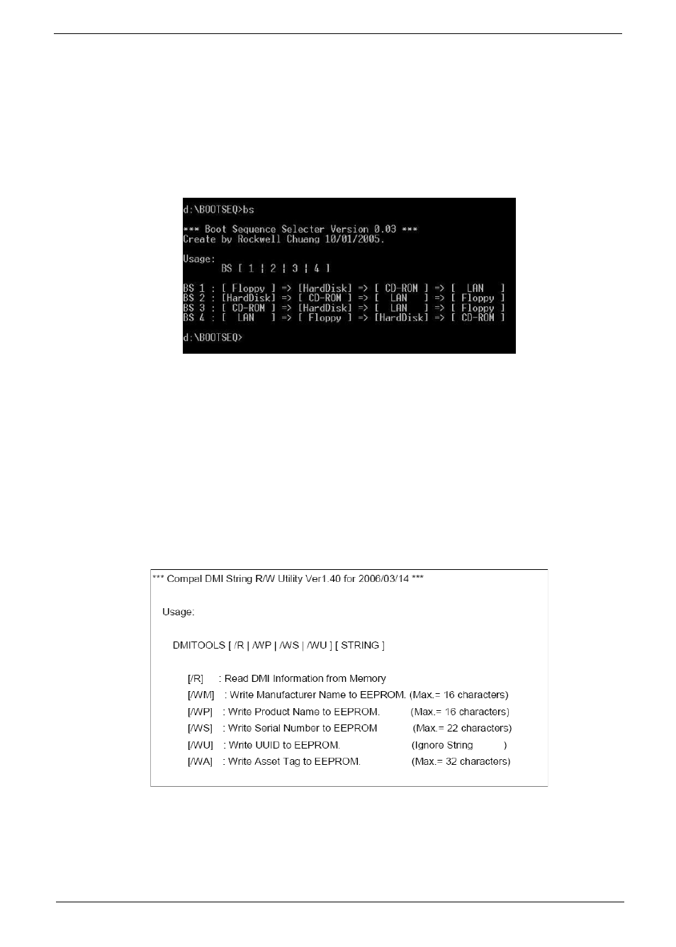 Miscellaneous utilities, Using boot sequence selector, Using dmitools | Aspire Digital 5534 User Manual | Page 49 / 224