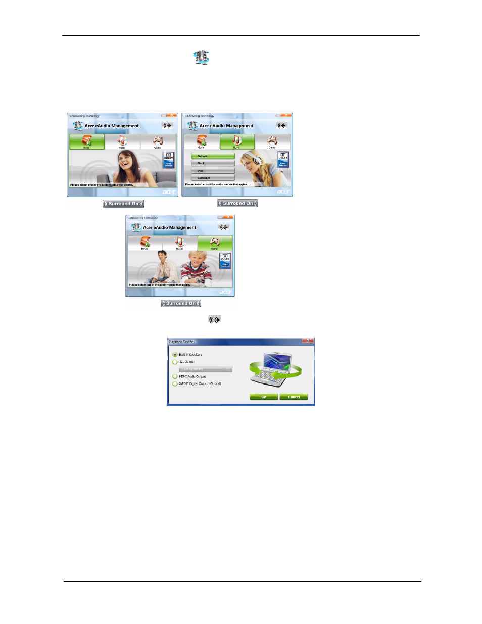 Acer eaudio management, Only for certain models) | Aspire Digital 8730Z User Manual | Page 29 / 196