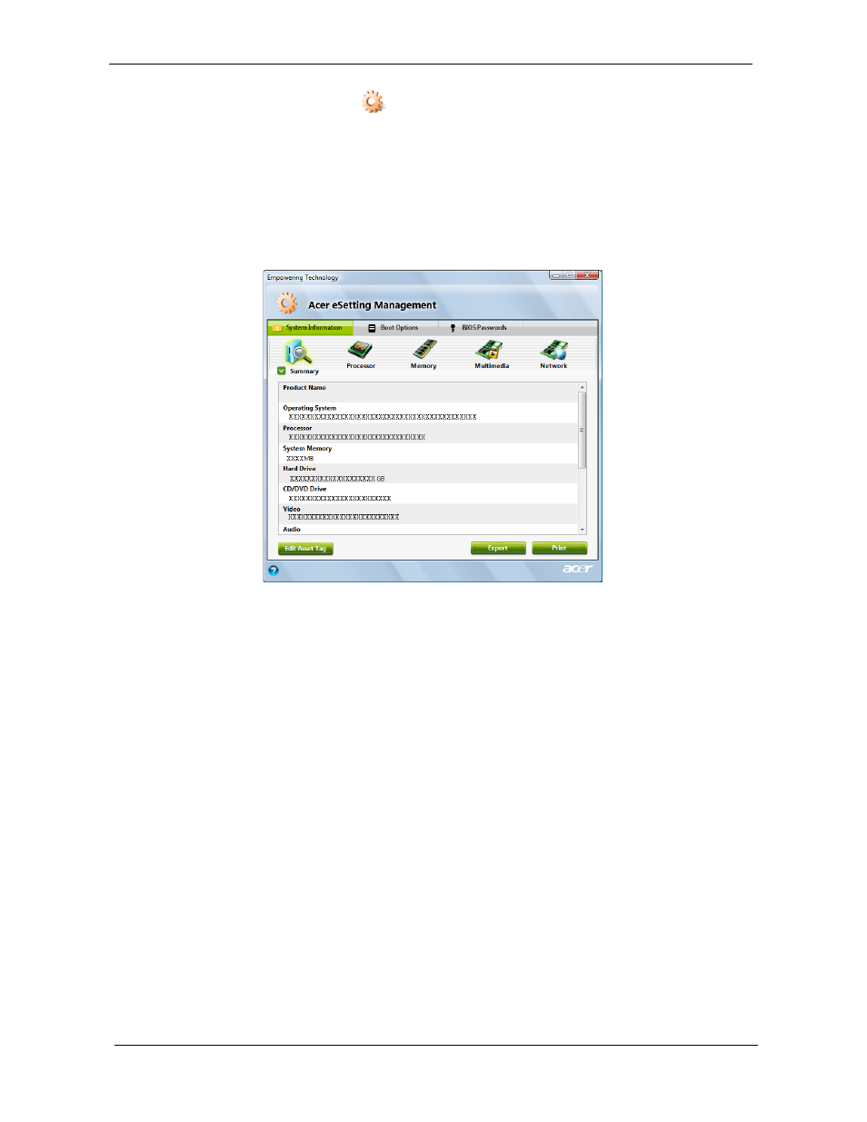 Acer esettings management | Aspire Digital 8730Z User Manual | Page 34 / 196