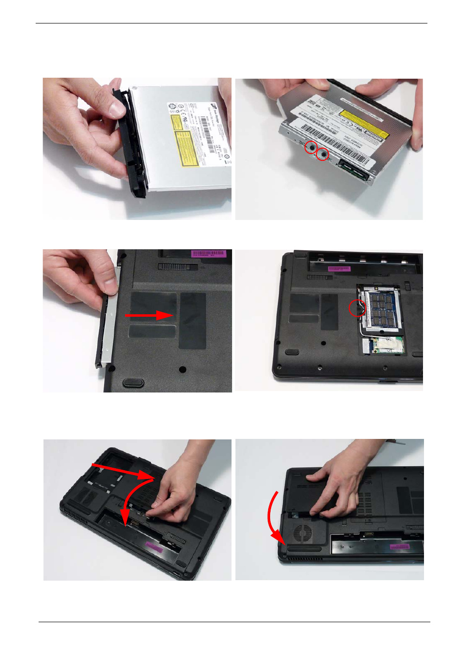 Replacing the odd module, Replacing the lower covers | Aspire Digital 5332 User Manual | Page 132 / 230