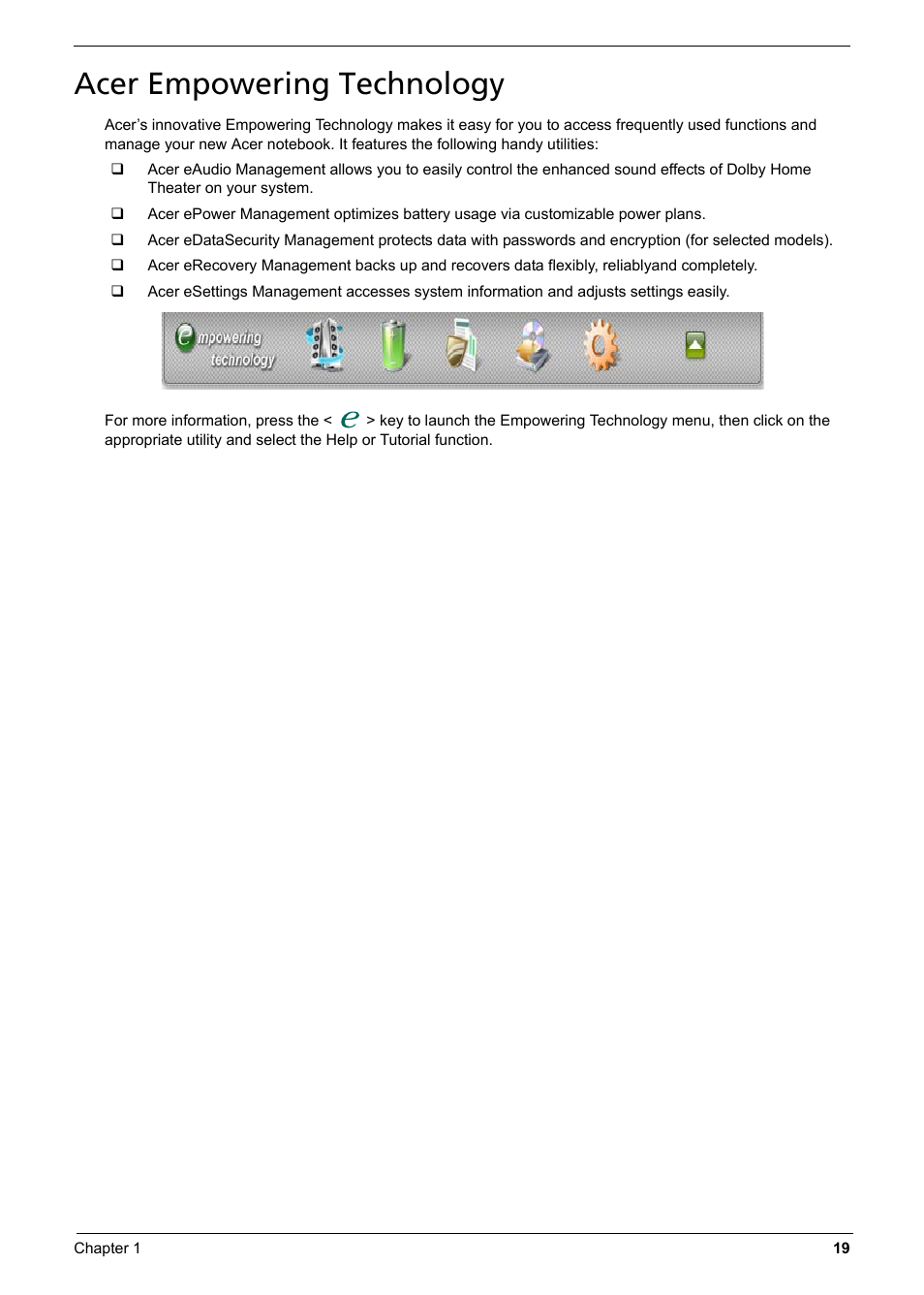 Acer empowering technology | Aspire Digital 6935G User Manual | Page 27 / 128