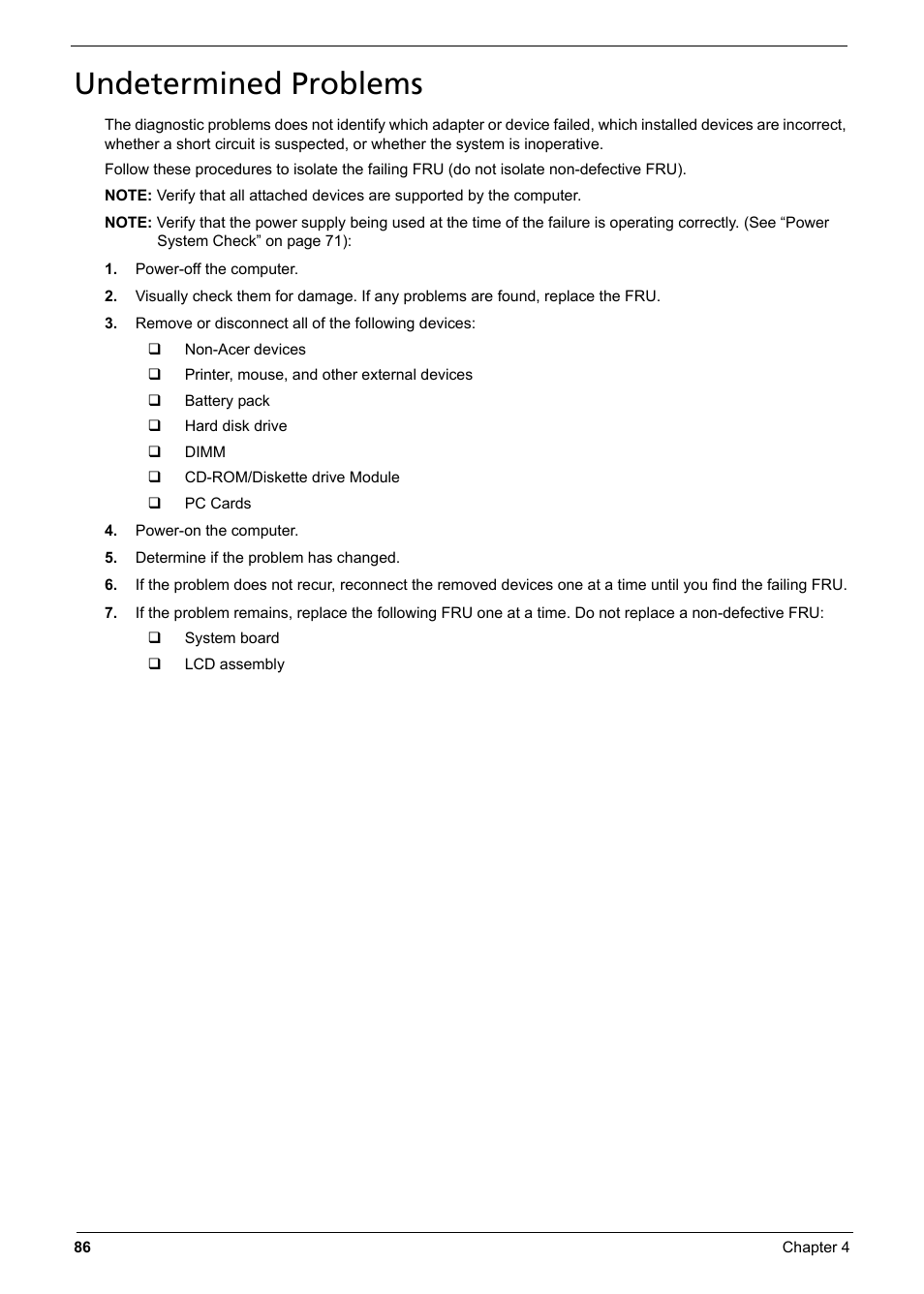 Undetermined problems | Aspire Digital 6935G User Manual | Page 94 / 128