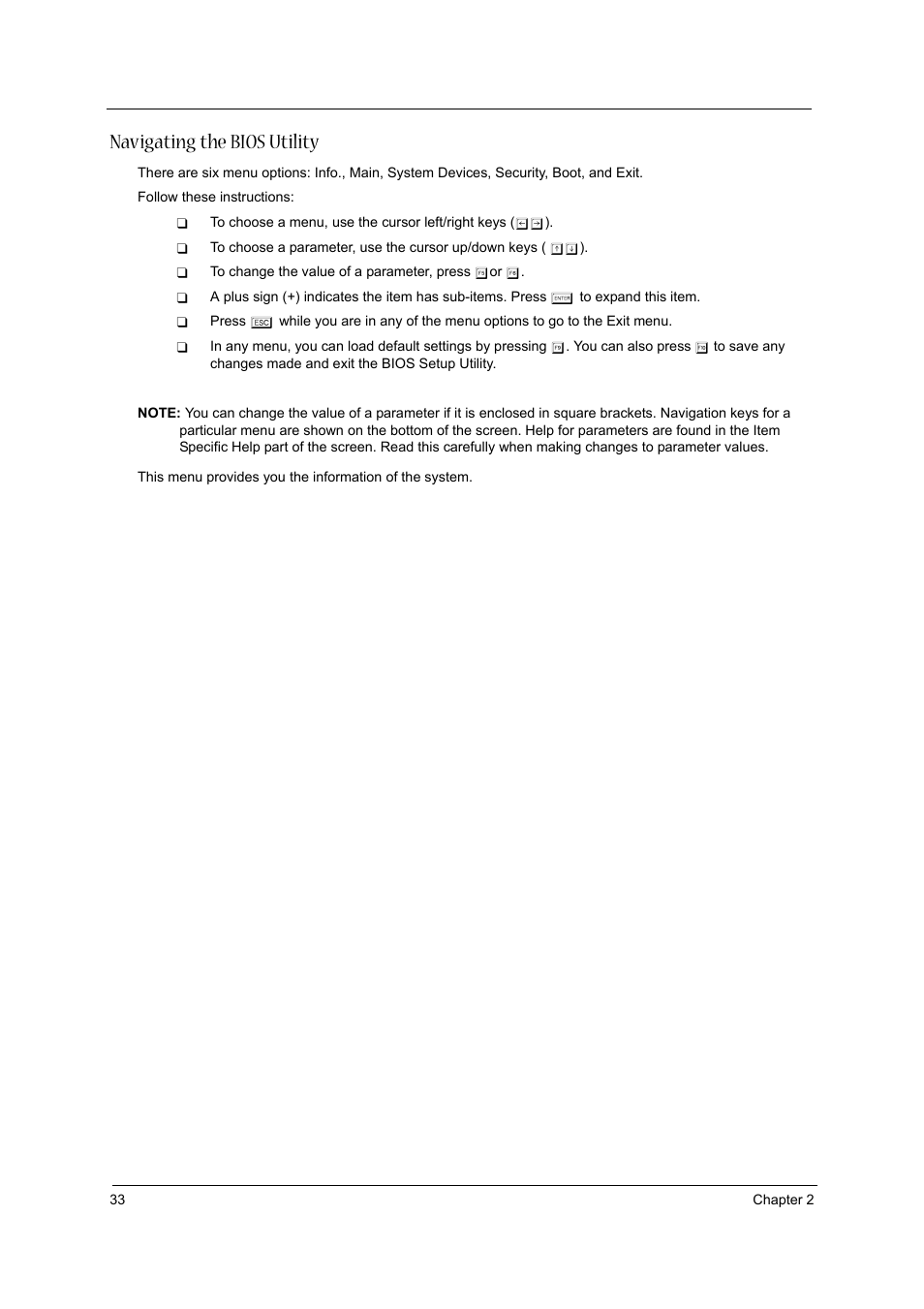 Navigating the bios utility | Aspire Digital 1360 User Manual | Page 42 / 142