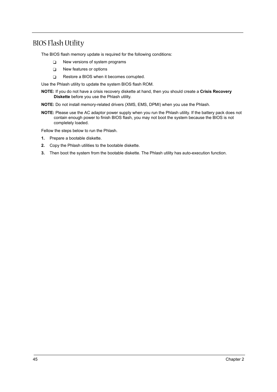 Bios flash utility | Aspire Digital 1360 User Manual | Page 54 / 142
