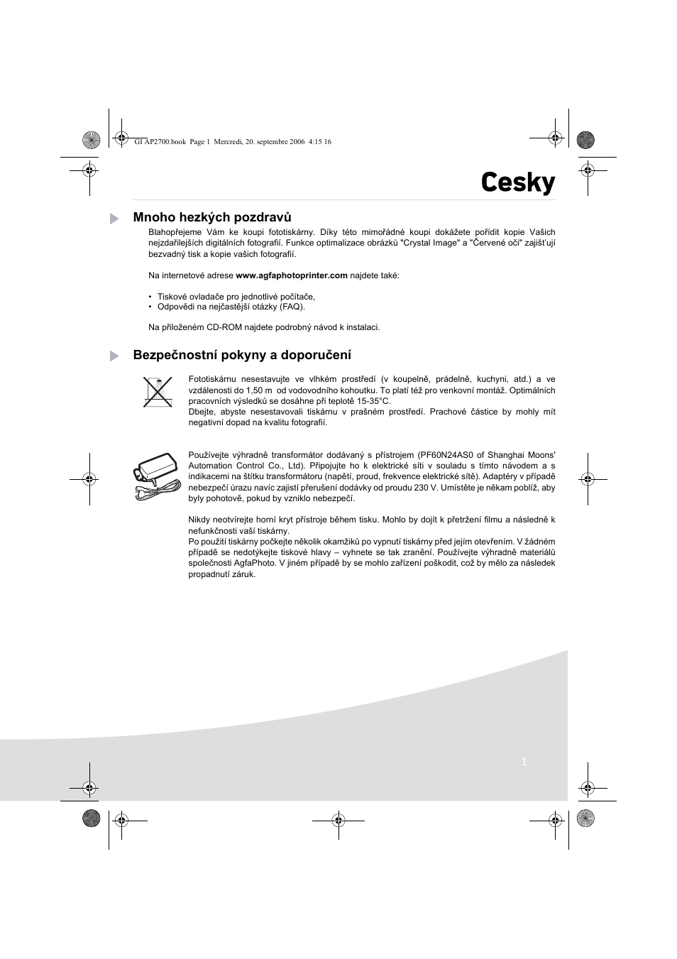 Cesky | AGFA AP2700 User Manual | Page 109 / 192